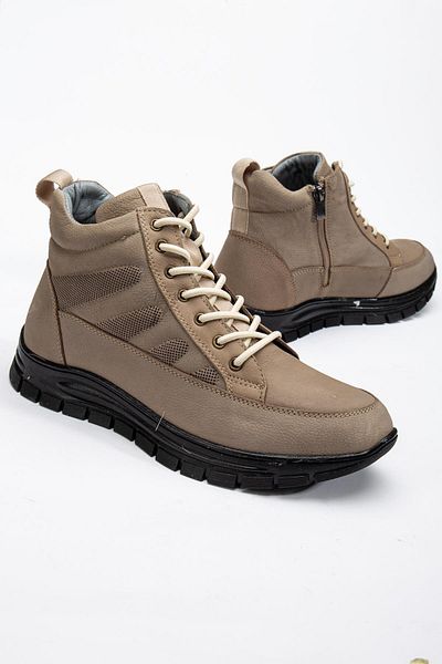 Dilimler Ayakkabı Γνήσιο δέρμα Nubuck Ανδρικές Μπότες Μπεζ ελαστικό κορδόνι στο πλάι