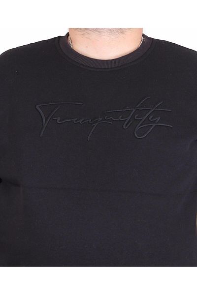 MocGrande Ανδρικό μαύρο φούτερ μεγάλου μεγέθους - Crew Neck, Twenty 24200
