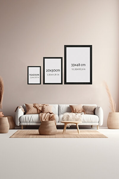 Artavessa 3 Parça Siyah Çerçeve Görünümlü MDF Poster Tablo Seti - Set 34