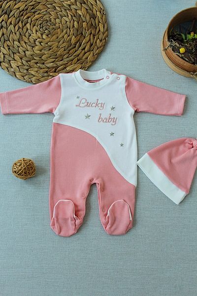 Tomuycuk Es Cartoon Baby Girl Jumpsuit with Hat Salmon Gift Baby Clothing