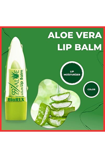 BioRLX Dudak Balmı %99 Aloe Vera Renkli Dolgunlaştırıcı, Sıcaklıkta Renk Değişimi, Dudak Bakım 3,5 G