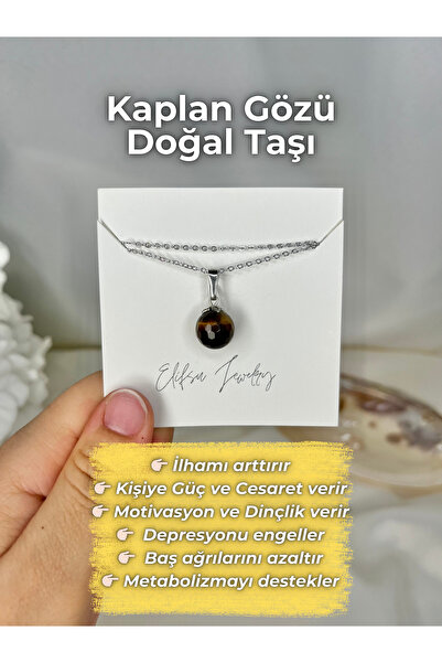 Elifsu Jewelry Kaplan Gözü Taşı Doğal Taş Kolye