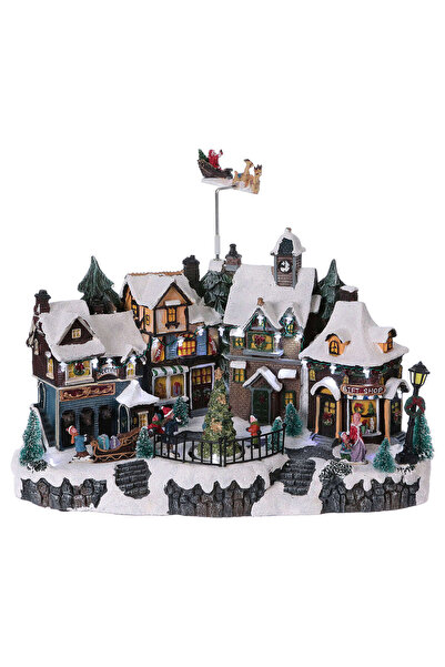 karinabest Polyresin Light Christmas Village Figurines Animated 30*20*40cm Iş...