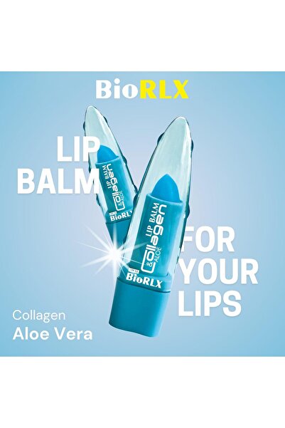 BioRLX Dudak Balmı Aloe Vera Kolajen Dolgun Görünümlü Korumalı Renksiz Dudak Bakım 3,5 G