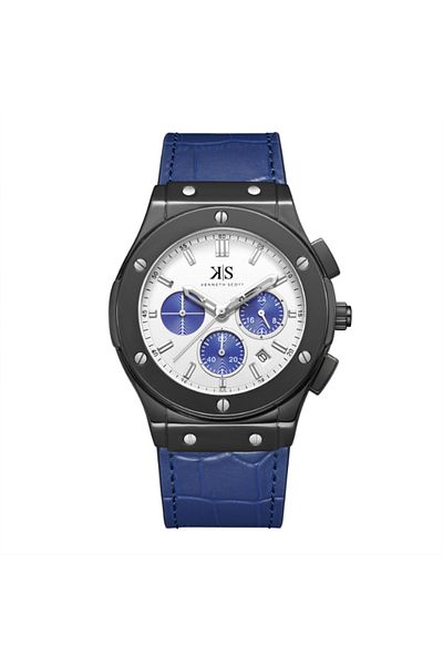 Kenneth Scott Men's Multi Function White Dial Watch - K24115-BLNW