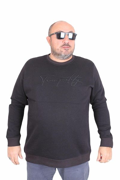 MocGrande Ανδρικό μαύρο φούτερ μεγάλου μεγέθους - Crew Neck, Twenty 24200