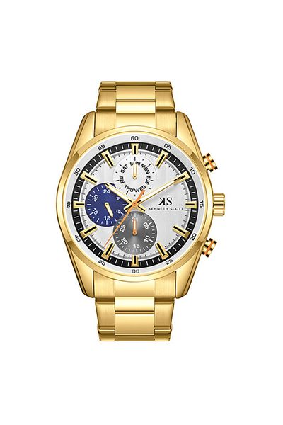 Kenneth Scott Men's Analog White Dial Watch - K24117-GBGW