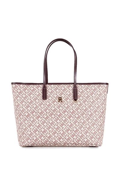 Tommy Hilfiger Women's Th Monogram Logo Pattern Red Shoulder Bag with Zipper Detachable Inner Compartment Aw0Aw17379-Xu