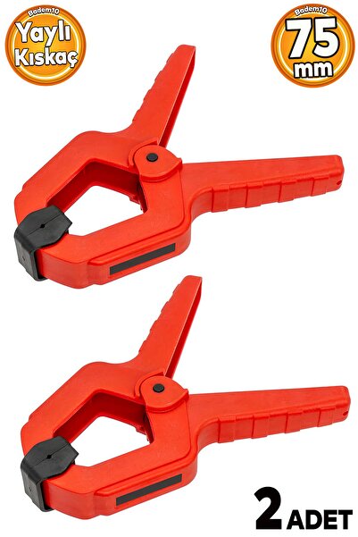 Badem10 Yaylı Kıskaç Mandal El Tip İşkence Kırmızı Klips Hobi 75 mm 3 inç 2 ADET