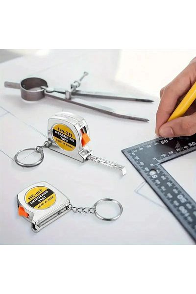 LRS STORE Sliver Meter Keychain Length 1 Meter Automatic Pull-Out Pocket Meter