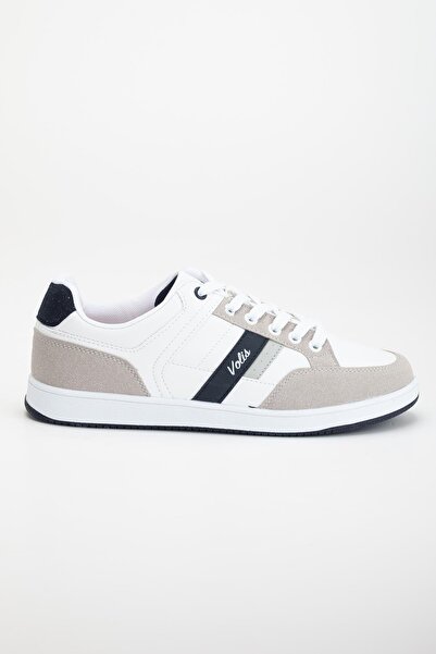 Dilimler Ayakkabı Чоловічі спортивні кросівки білі з білою смужкою та рівною підошвою