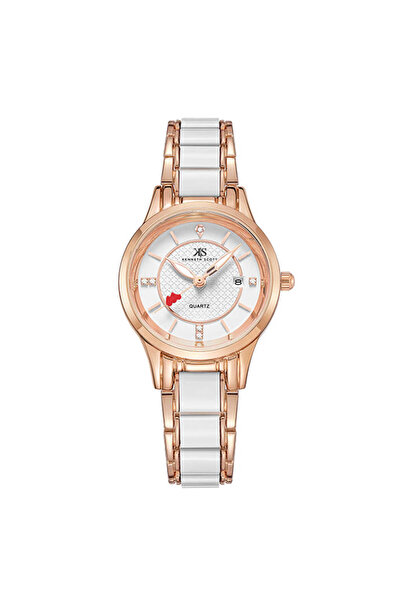 Kenneth Scott ساعة نسائية أنالوج بمينا بيضاء - K23517-RCWW