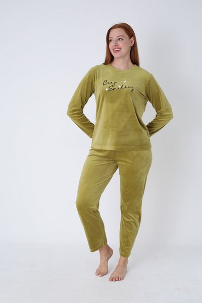 SENFONİ HOMEWEAR Set de pijamale cu detaliu text din catifea