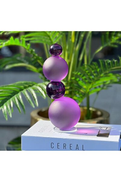 Mioletti Mor Bubble Geometrik Cam Dekoratif Obje