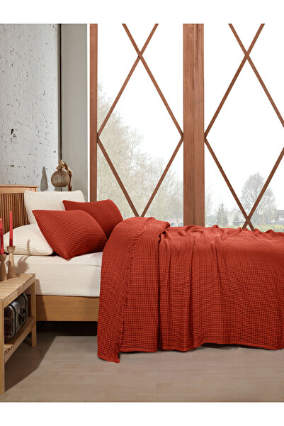 destinyhometex %100 Pamuk Waffle Çift Kişilik Yatak Örtüsü 230x250/2 Adet Yastık Kılıfı 50x70cm