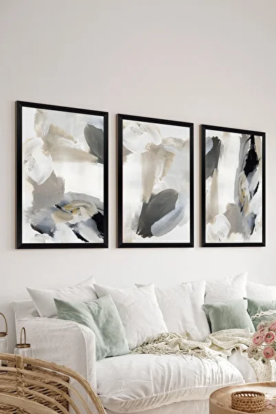Artavessa Set de pictură poster MDF cu aspect de cadru negru din 3 piese - Set 36