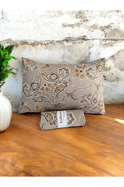 CollessiaHome 100% Cotton Satin Patterned Fitted Single Fitted Sheet Set - Mink