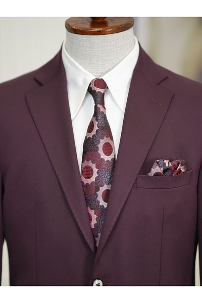 LONATOLİA Men's Premium Italian Style Slim Fit Men's Punto Stitched Bag Pocket Half Lined Jacket-Purple