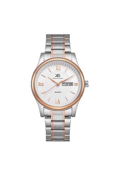 Kenneth Scott Men's Analog White Dial Watch - K23029-KBKW
