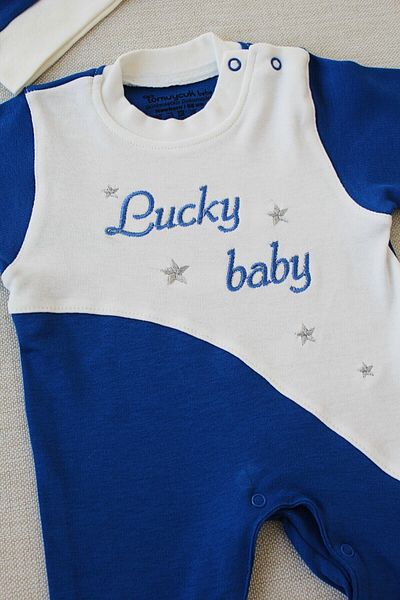 Tomuycuk Es Çizgi Baby Boy Jumpsuit with Hat Indigo Gift Baby Clothing