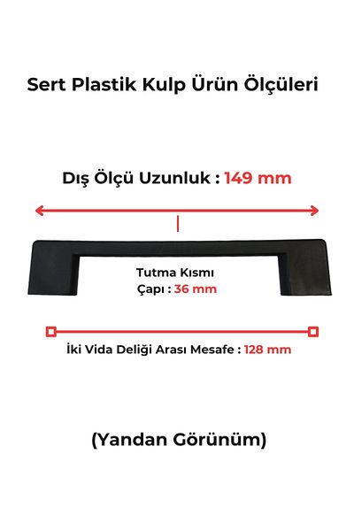 FurnatureDesign Black Drawer Cabinet Furniture Handle Hard Plastic 128 mm 30 Pcs