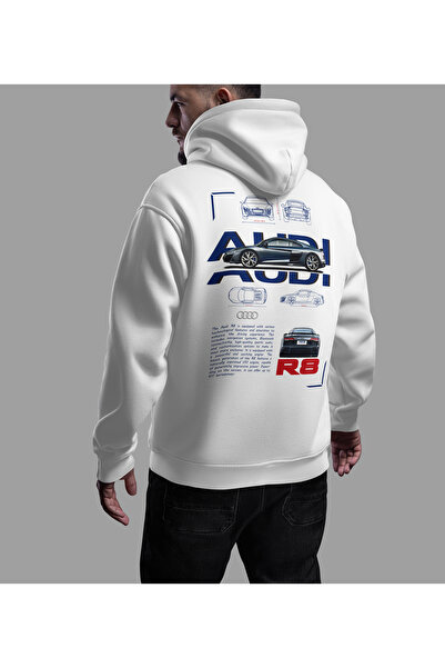 ARS DT Sportif AUDİ Araba Tasarımlı Unisex Şık Baskılı Oversize Siyah Kalın S...