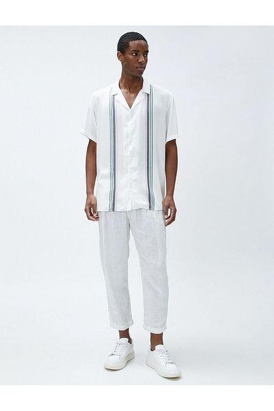 Koton Short Sleeve Shirt Turn-down Collar Buttoned Ribbon Detailed