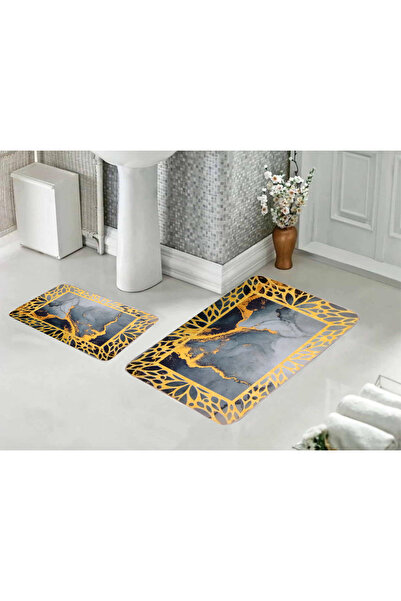 BALBAN TİCARET Set de 2 covorașe de baie lavabile și scaun de toaletă cu bază...