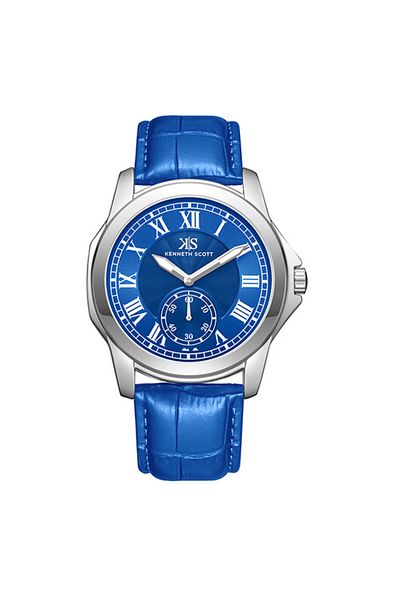 Kenneth Scott Men's Analog Blue Dial Watch - K24018-SLNN