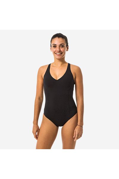 Decathlon Costum de baie cu spatele încrucișat pentru damă - negru - perlat