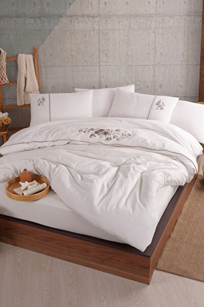 Unica Mira El Nakışlı Nevresim Seti  Vizon - 6 Parça