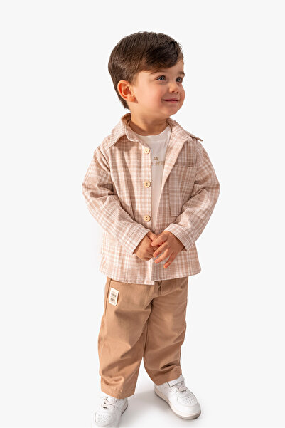 Jikko Baby طقم قميص منقوش للأطفال الأولاد - طقم M9061 مكون من 3 قطع