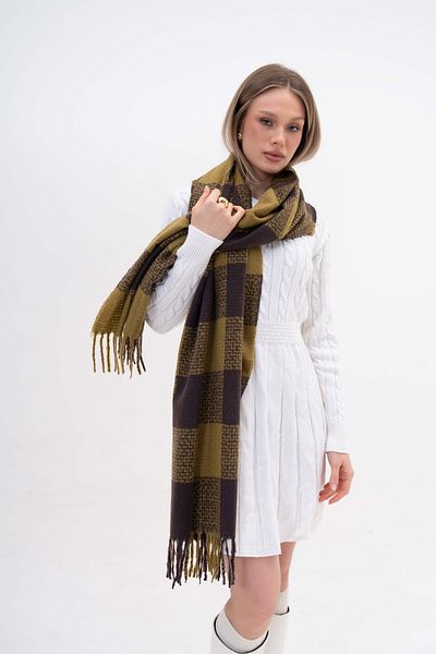 SOFT AKSESUAR Seyli̇ Square Pattern Wool Blended Scarf