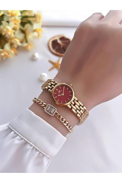FERRO Vintage Case - Steel Band Ion Finish, Women's Wristwatch and Bracelet Set B.Frv256.A03