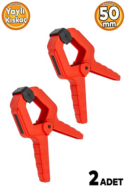 Badem10 Yaylı Kıskaç Mandal El Tip İşkence Kırmızı Klips Hobi 50 mm 2 inç 2 ADET
