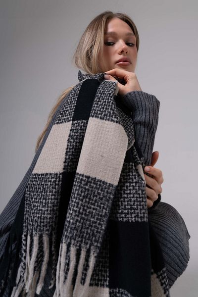 SOFT AKSESUAR Seyli̇ Square Pattern Wool Blended Scarf