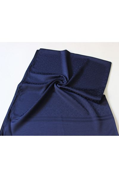 QUM İPEK Ιταλικό ζακάρ σάλι με σχέδιο V - Navy Blue