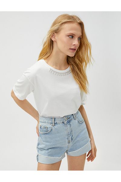 Koton Baumwoll-T-Shirt – Perlendetail
