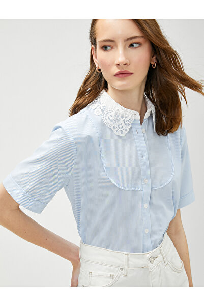 Koton Δαντελένιο πουκάμισο Crop με κοντό μανίκι