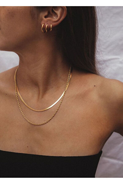 OJ Own Jewelry Balık Sırtı Italyan Ezme Zincir 14 Ayar Altın Kaplama 925 Ayar...