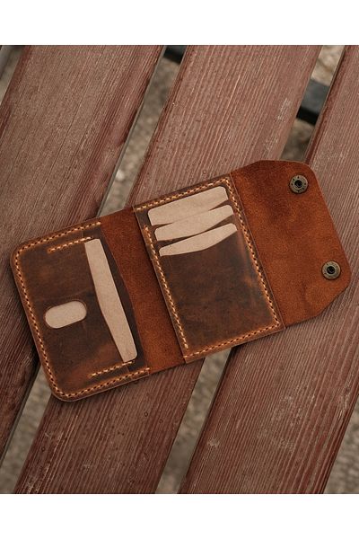 FocusDeri Handmade Camel Genuine Leather Wallet