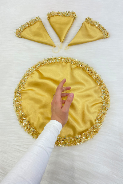 ZEYMERADE منديل الزفاف الذهبي، تفاصيل أوراق اللؤلؤ والخرز الزجاجي الترتر، ختا...