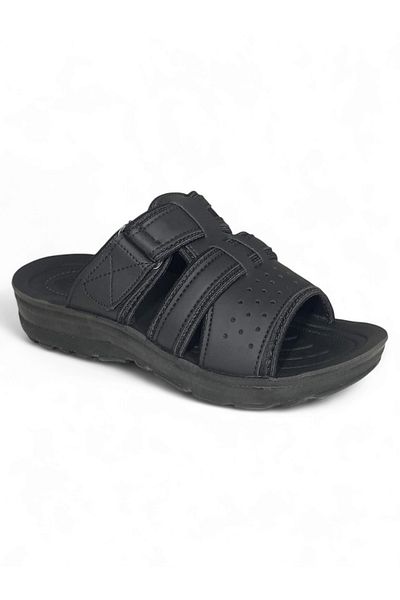 Lideral Black Men's Summer Thick Heeled Slippers Orthopedic Sole Street Slippers - Home Slippers