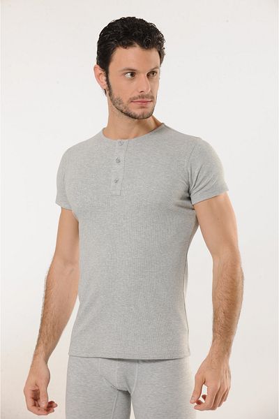 MODA Soft Textured Cotton Gray Button Detailed Lapel Tank Top