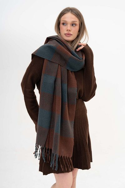 SOFT AKSESUAR Seyli̇ Square Pattern Wool Blended Scarf