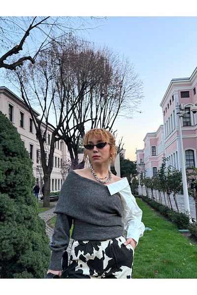 Bak'ap Πλεκτό πουλόβερ Premium Madonna Collar με λεπτομέρεια πουκάμισου