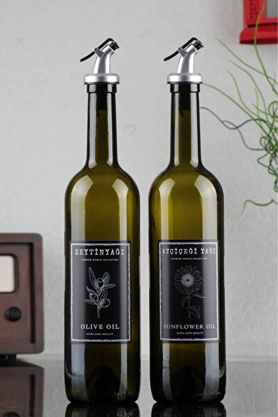 EA Home Concept زيت الزعرور وزيت عباد الشمس من مودرن لاين - مجموعة زجاجات سوداء سعة 750 مل