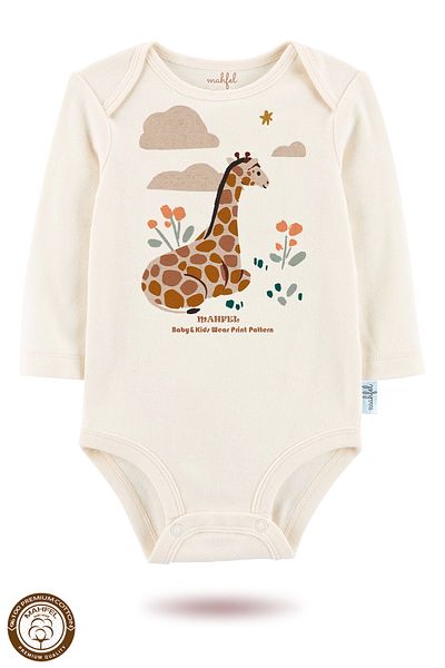 MAHFEL 2-Piece 100% Cotton Organic Printed Snap Fastener Baby Bodysuit