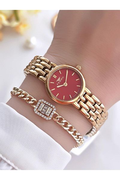 FERRO Vintage Case - Steel Band Ion Finish, Women's Wristwatch and Bracelet Set B.Frv256.A03
