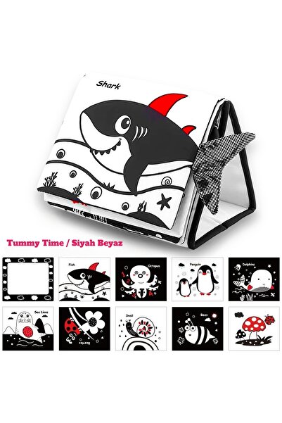 Circle Toys Tummy Time Hışırtılı Yumuşak Bez Aktivite Kitabı - Siyah Beyaz